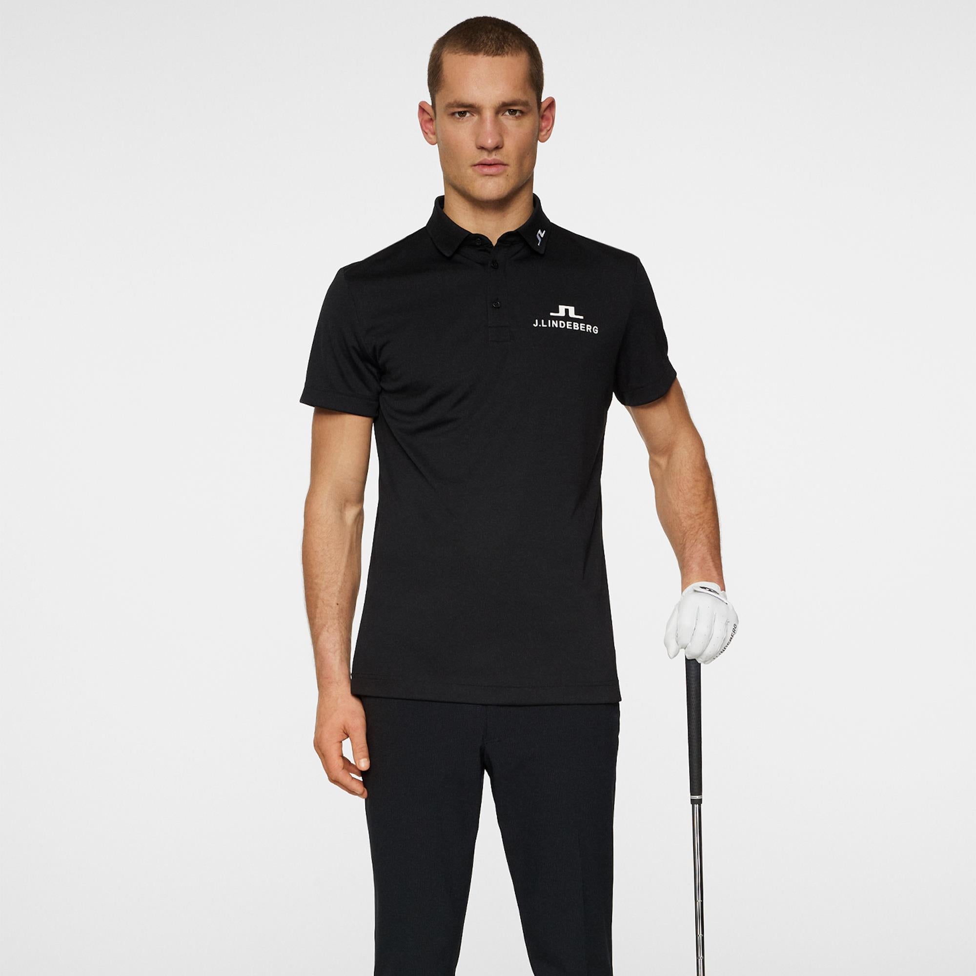 J Lindeberg Masters KV Tour Mens Golf Polo Shirt Black